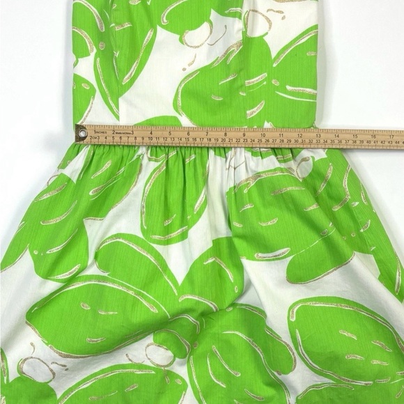 Lilly Pulitzer Dress Women’s 4 Mini Green White Leaf Print Zip - Picture 6 of 11